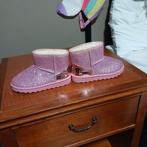 Glittery Pink Ankle Boots